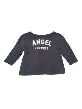 Victoria's Secret Gray Three-Quarter Sleeve Tee with 'ANGEL V.SECRET'